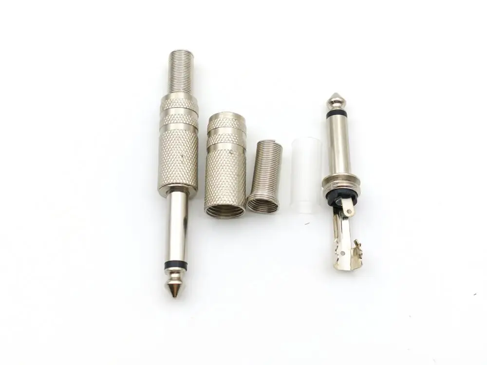 

100PCS 6.35mm Mono Plug With Spring Cable Protector Solder adapter