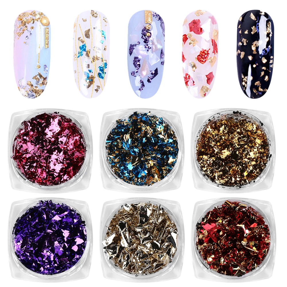 

Colorful Gold Silver Aluminum Foil Paper Nail Art Glitters Sticker 3D Glitters DIY Manicure Fashion Tools
