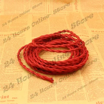 

Red Color - 5m/lot 2x0.75 Vintage rope Wire Twisted Cable Retro Braided Electrical Wire Fabric Wire DIY Pendant Lamp Wire Lamp