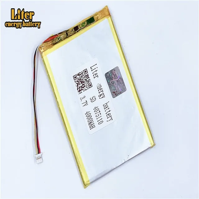 Разъем 1,0-4 P 4075110 3,7 V 4000 mah планшетный ПК lipo аккумулятор в аккумуляторных батареях с полной емкостью