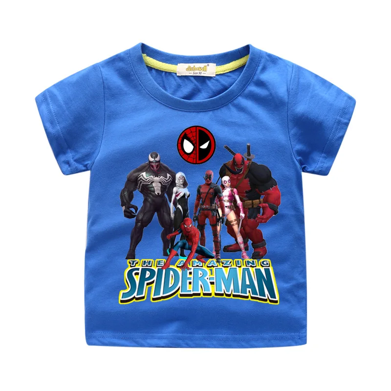 Toddler Boy Girls T-shirts Cartoon Cute Spiderman Print Tshirts Costume Children Summer Clothing Kids Short Sleeve Tee Top WJ207 (3)
