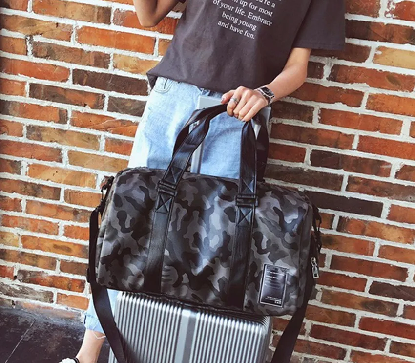 Топ Ручка камуфляж путешествия вещевой ПУ Crossbody Weekender Carryall сумка унисекс через