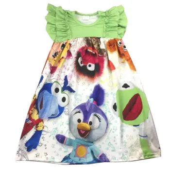 

Flutter ruffles girl smock ummer cute girls dress hot sale cartoon clothing