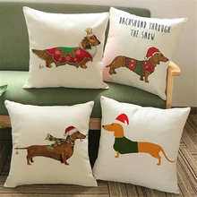 Modern Christmas Dachshund Dog Animal Decorative Sofa Throw Pillow Case Chair Cushion Cover Home Decor Cotton Linen Velvet e760