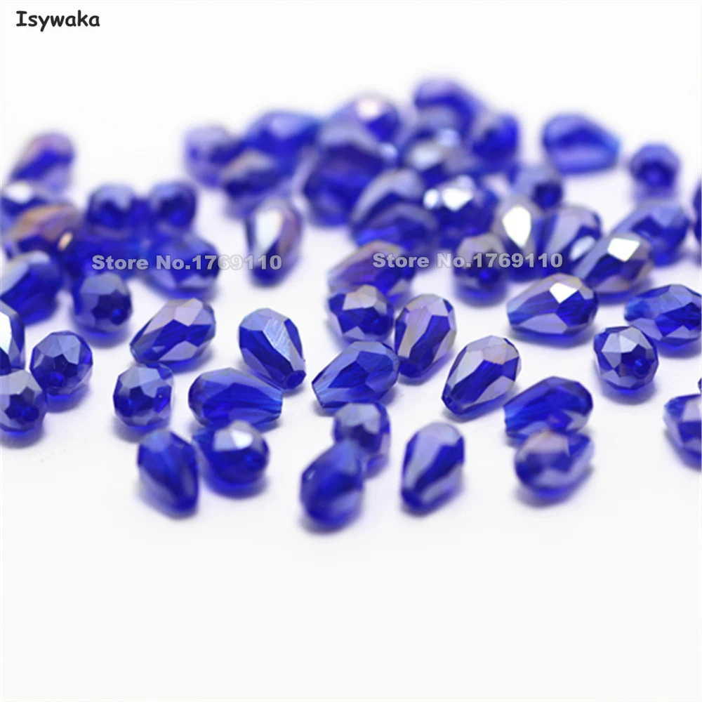 

Isywaka 100pcs Deep Blue AB Faceted Teardrop Beads Austria Crystal Beads Waterdrop Beads Loose Spacer Bead for DIY Making,3x5mm