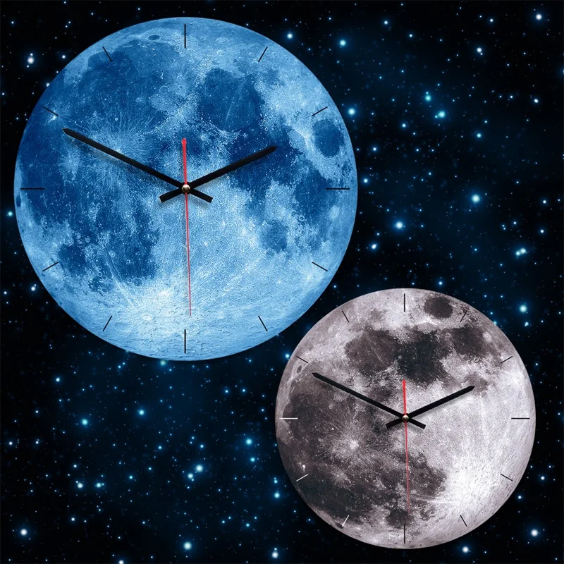 Светящиеся Мультяшные настенные часы с Луной, водонепроницаемые, ПВХ, акриловые, светящиеся, Подвесные часы с Луной, часы для гостиной, спальни, украшения Gr