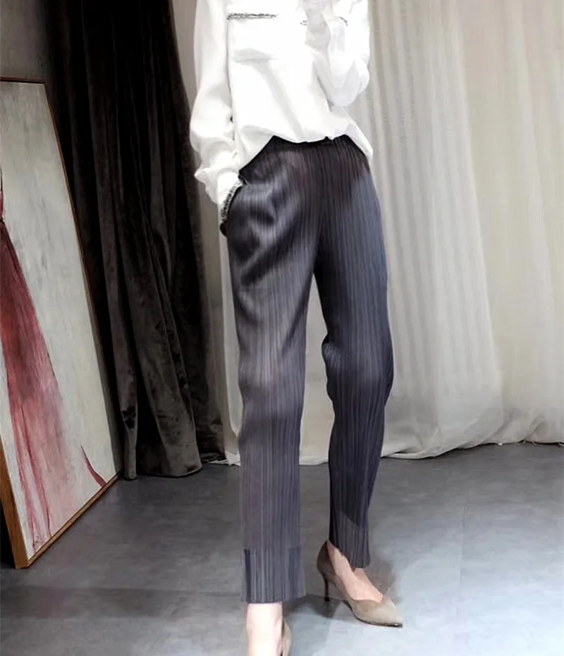Miyake плиссированные брюки женские весенние и летние тонкие свободные тонкие универсальные узкие брюки прямые женские