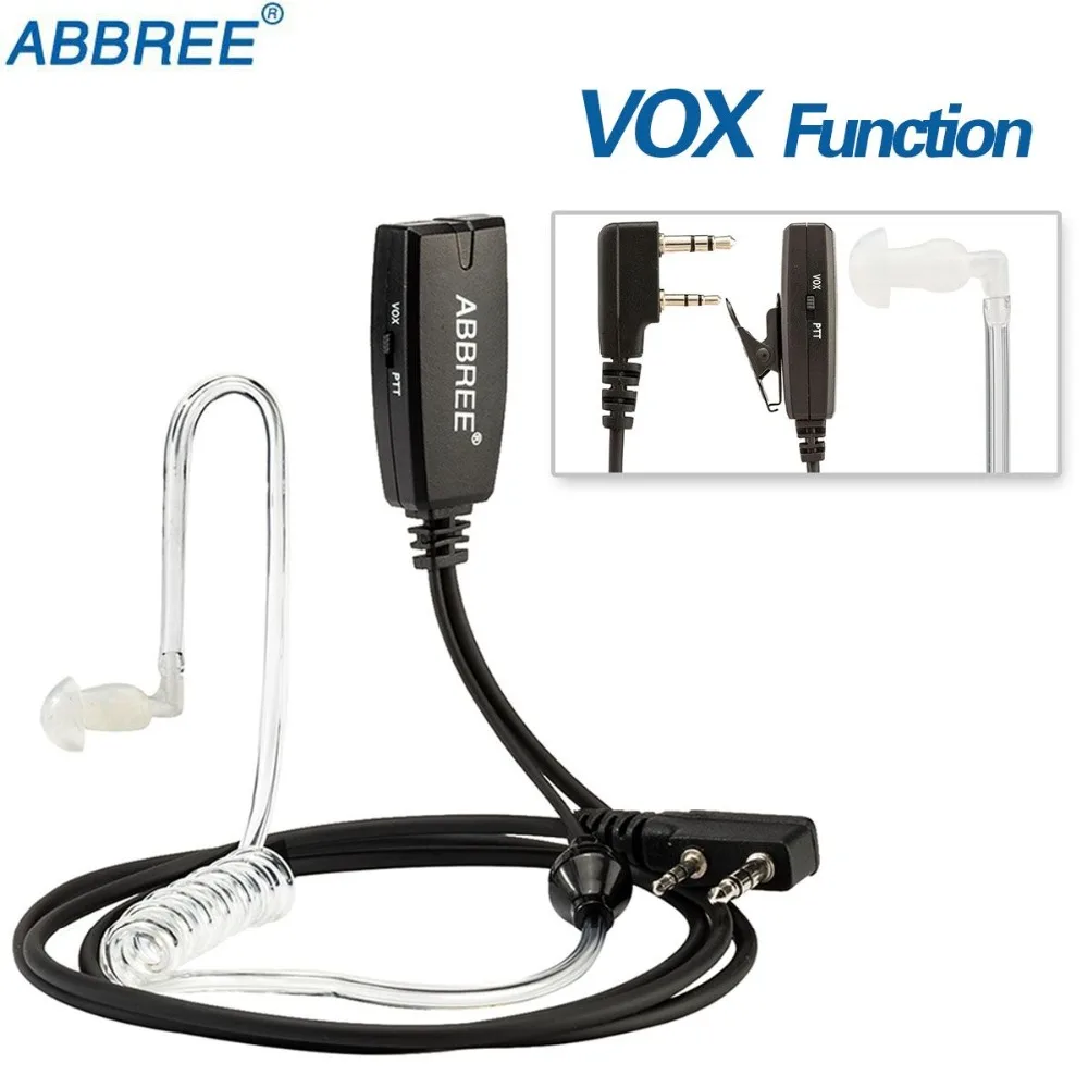 Abbree VOX 2 Pin Air Acoustic Tube наушник гарнитура для Kenwood Baofeng UV 5R 82 TYT Wouxun Walkie Talkie Way