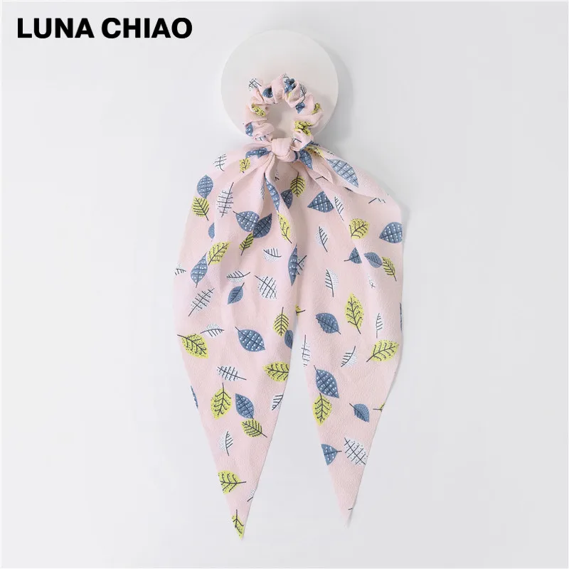 LUNA CHIAO Fashion Women Hair Accessories Hair Tie Ponytail Holder Fabric Hair Scarf Scrunchies - Цвет: 19