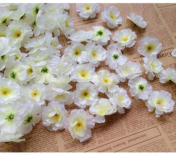 

100pcs 4cm Artificial Peach Blossom flower head simulation silk cherry flower heads for DIY home wedding party flower
