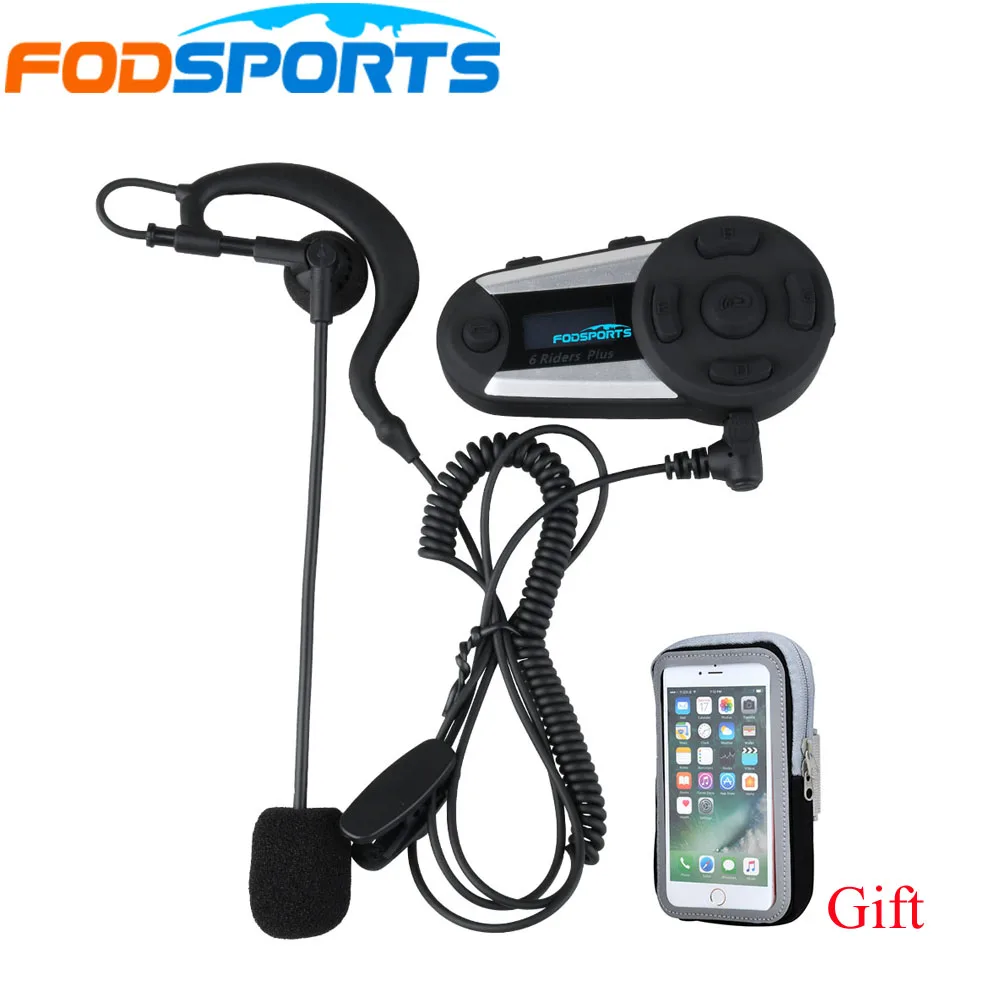 

1 pcs V6 Plus 6 Riders 1200m Bluetooth Intercom Headset Wireless with Earhook Earphone Suit for Football Referee Judge Biker
