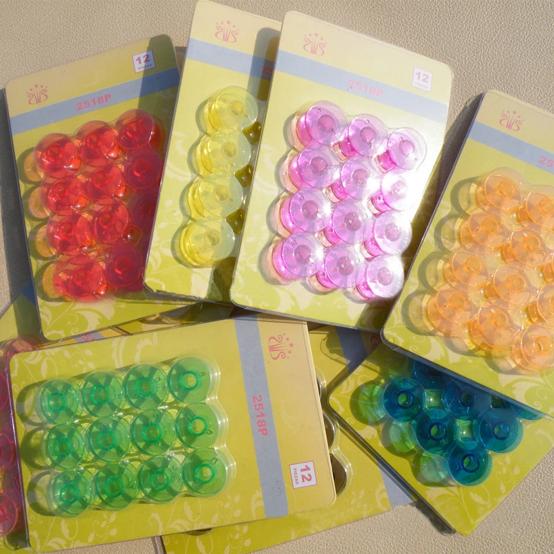 

12Pcs/Set 9 Color Plastic Empty Bobbins Sewing Machine Spools Sewing Machine Accessories Home Sewing Tools free shipping