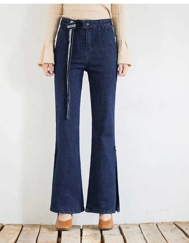 Cintura Algodón Moda Ancha Las Fajas Nueva Mujeres Pierna Mujer Pantalones Vaqueros De Tyn0906 Tamaño Alta Casual Mezcla Plus Azul 4xaxFOqSw