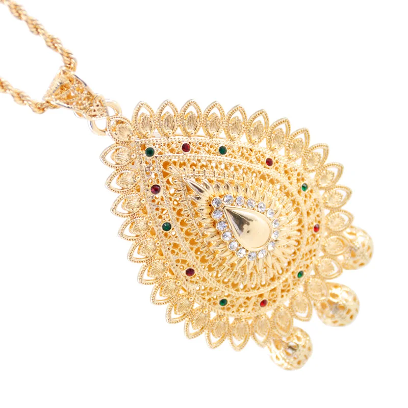 Арабское золото кристалл кулон выдалбливают Двойное лицо ожерелье кулон для женщин Mulism бижутерия