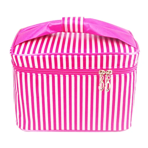 Женские органайзеры для макияжа, косметичка, сумки для хранения, очищающий крем, помада, мешочек для мелочей, аксессуары для ванной комнаты - Цвет: Rose Red Stripe Bag