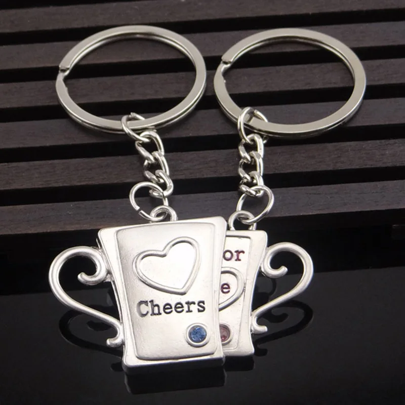 ZIRIS 1 пара хит продаж Forever Love кофейная чашка сердце гравированные брелки цепочки