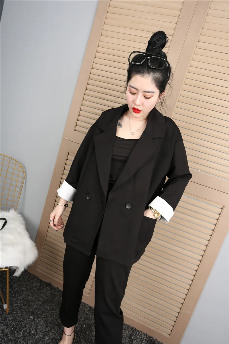 Suit two-piece female 2019 summer new women's large size fashion temperament loose wild suit jacket wild casual nine pants
