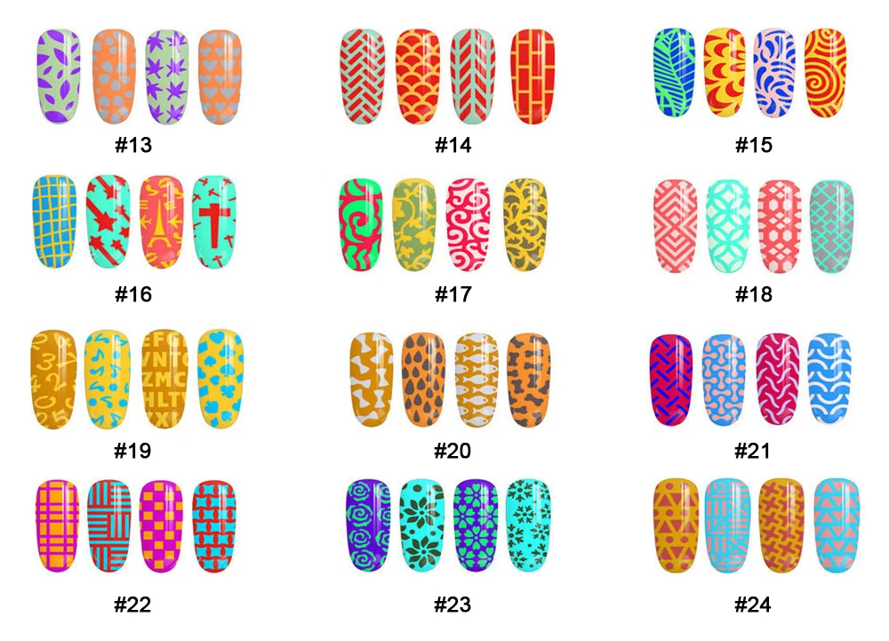 4/10/20/24x большой лазерный виниловые наклейки для маникюра трафарет нерегулярные сетки полые во французском стиле польский изображения переводные наклейки штамповка шаблон