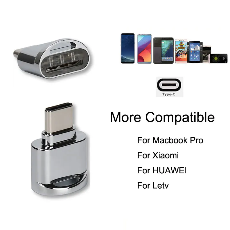 EASYA Мини OTG Тип-C Card Reader USB3.1 Micro SD памяти TF для Macbook или смартфон с Тип c Интерфейс серебро