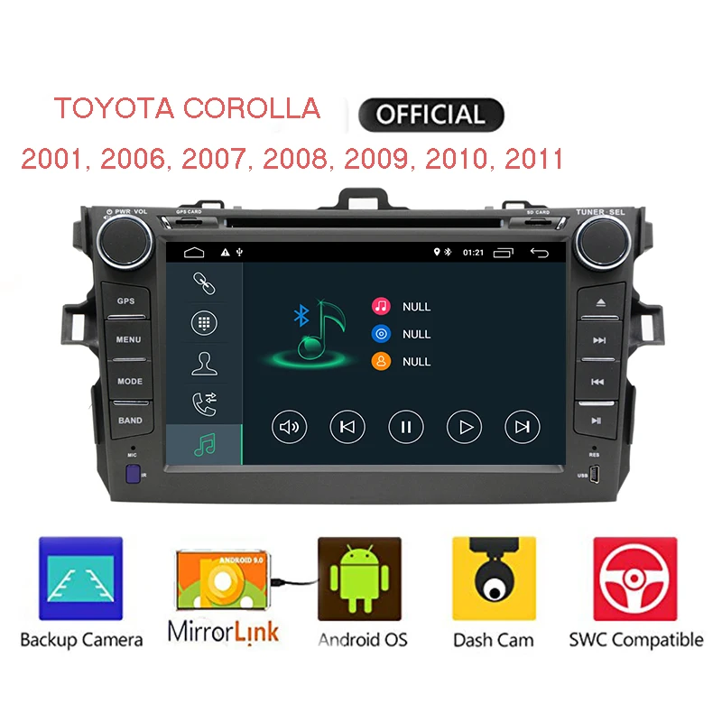 Flash Deal Android 9.0 RAM 2 GB Car 2 Din Multimedia Player for Toyota Corolla 2007 to 2008, 2009, 2010, 2011 DVD radio Gps Naviagtion WIFI 5