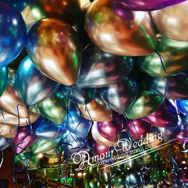 50/100pcs 12inch Chrome Latex Balloons Wedding Party Decor Globos Metallic Thick Pearly Metallic Latex Ballon Helium balloon