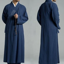 Одежда унисекс на лето и весну наивысшего качества из хлопка и льна, халат zen lay, Униформа, Шаолиньское Кунг-фу, костюмы медитация буддист, монах, одежда синего цвета