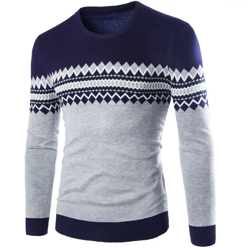 2019 Новый осень-зима пуловер с круглым вырезом Для мужчин тонкий прилегающий Вязаный Свитер Тянуть Homme свитера цвета Омбре Для мужчин
