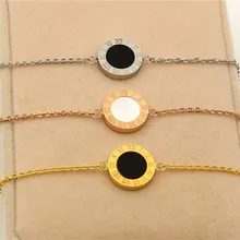 Двухсторонний черно-белый браслет-цепочка в римском стиле для женщин Ювелирный Серебряный Перфорированный Круглый браслет в виде ракушки K0011-1