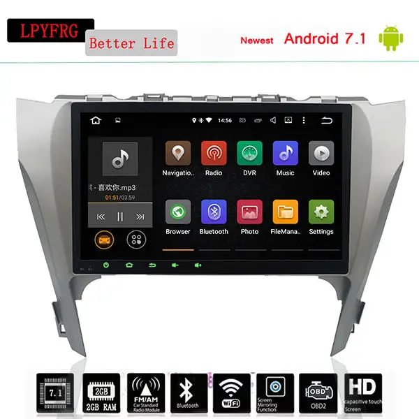 Cheap 10.1" Android Car Stereo DVD For Toyota Camry 2015-17 support Auto Radio GPS Navigation Audio Video WiFi DAB OBD DISC AUX System 3