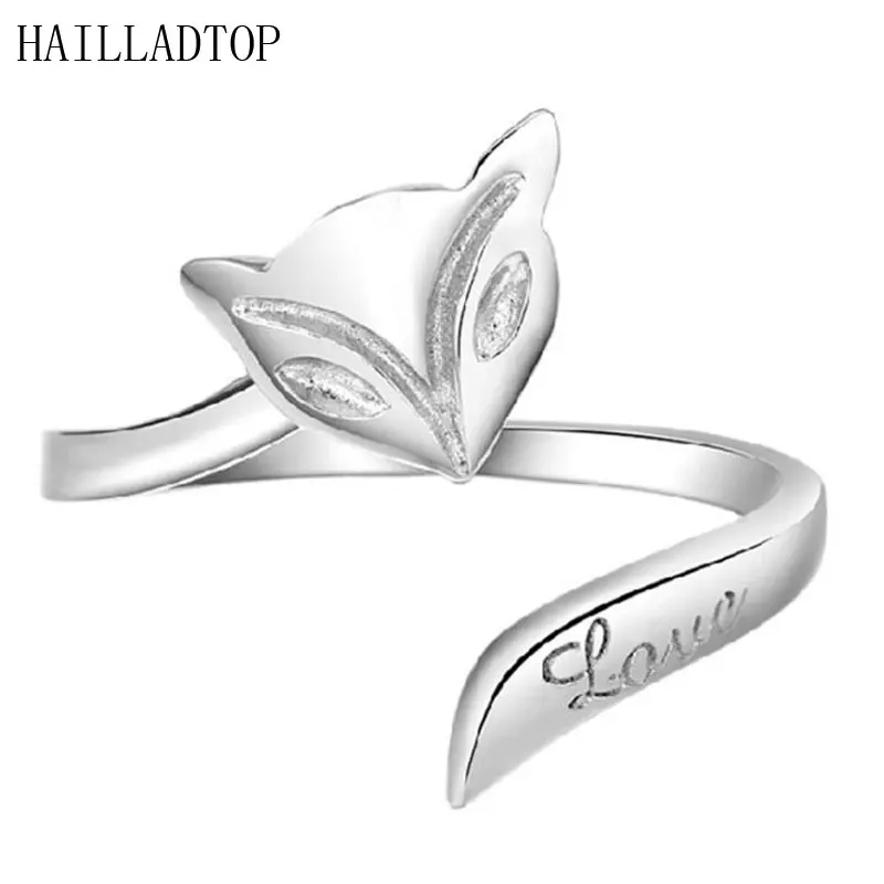 

Silver Plated Women Mens Rings Animal Shape Fox Ringen High End Open Design Mirror Surface Rings Vintage Adjust Fox Tail Ring