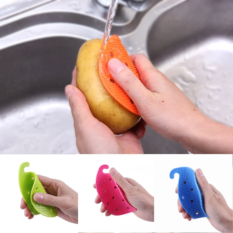 

Free Shipping 1pcs Multi-function Vegetable & Fruit Brush Potato Easy Cleaning Brush Kitchen Cooking Home Gadgets Tools