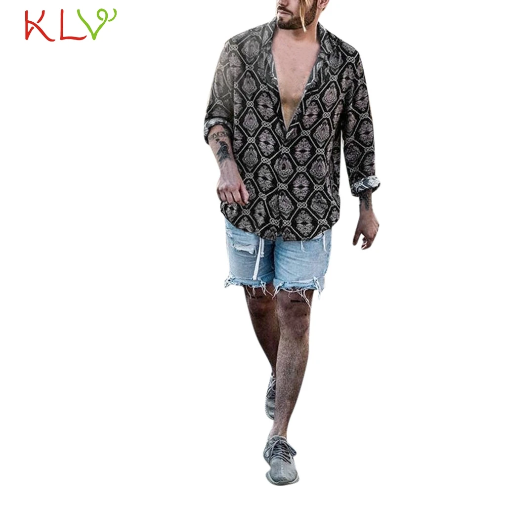 

Blouse Shirt Men Long Sleeve Vintage Print Fashion Top Slim Fit 2019 Casual Harajuku Camisa Hombre Streetwear Clothes 19Jul10