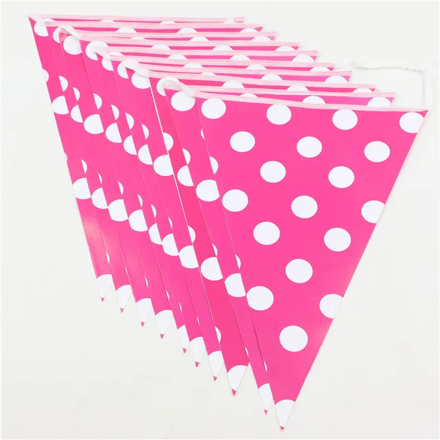 baby shower Wedding hot pink polka dot bunting banner kids girls favors