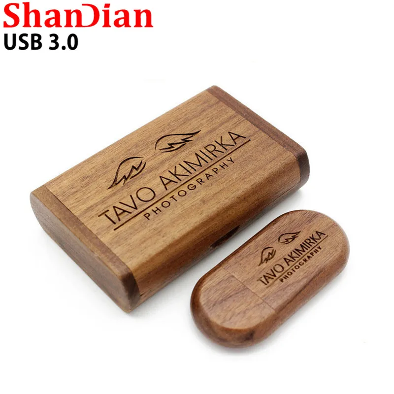 SHANDIAN Высокоскоростной usb 3 0 Логотип Деревянный + коробка персональный логотип
