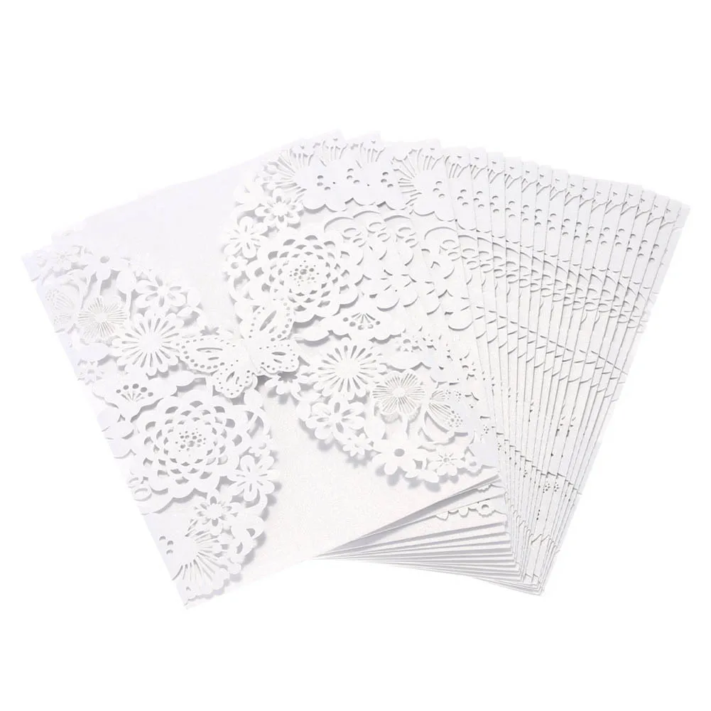  High Quality 10 Pcs/Bag Fashion Invitations Card Solid Color Hollow Flower Elegant Greeting Cards F - 33038596110