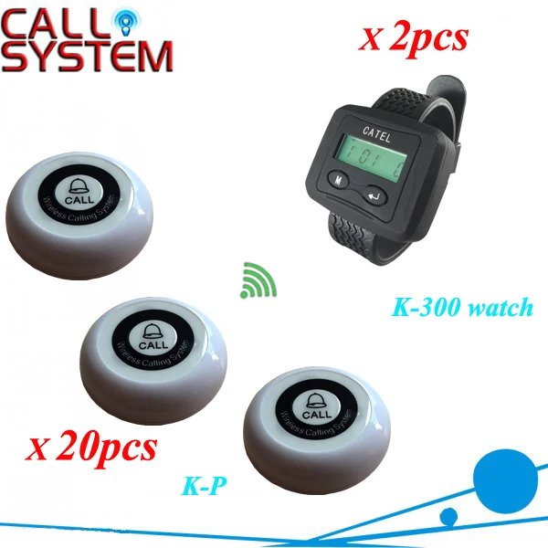 

Spa house Waiter call button bell for service 20 transmmitters work with 2 watch monitor 433.92mhz