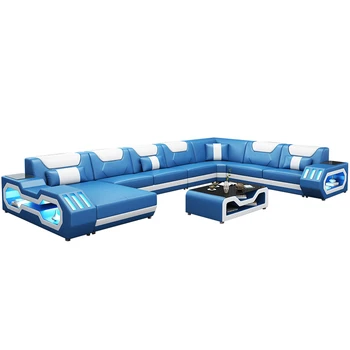 

U shaped sectional sofa, modern European style living room fabric sofa