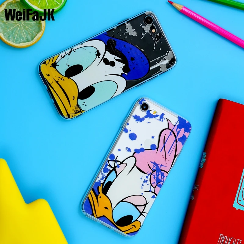 

WeiFajk Donald Duck Case for iPhone 7 Plus Case Mickey Mouse TPU Soft Back Cover Capue for Apple iPhone 5 5s 6 6s Plus Phone Bag