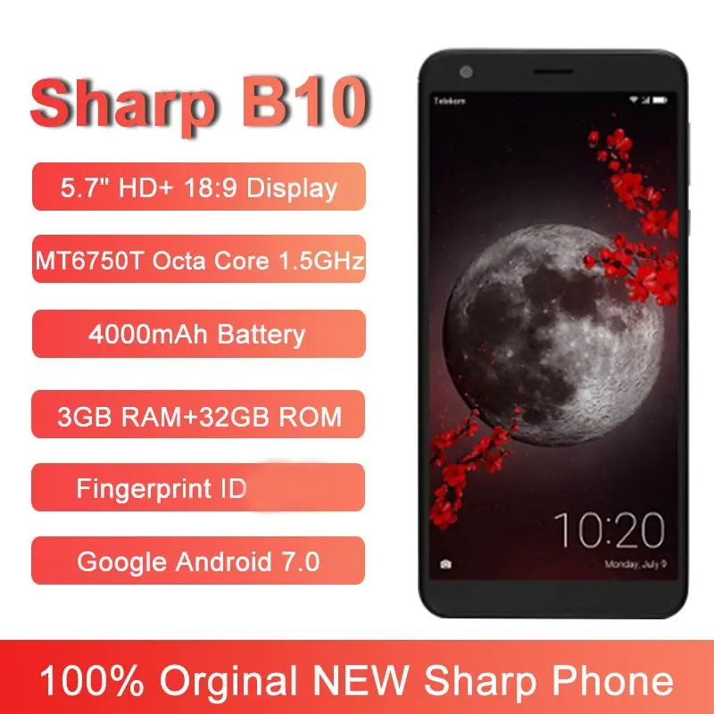 Смартфон Sharp B10 android 7 0 3G 32G 5 &quot18:9 MT6750T Восьмиядерный две задние камеры 13M + 8M