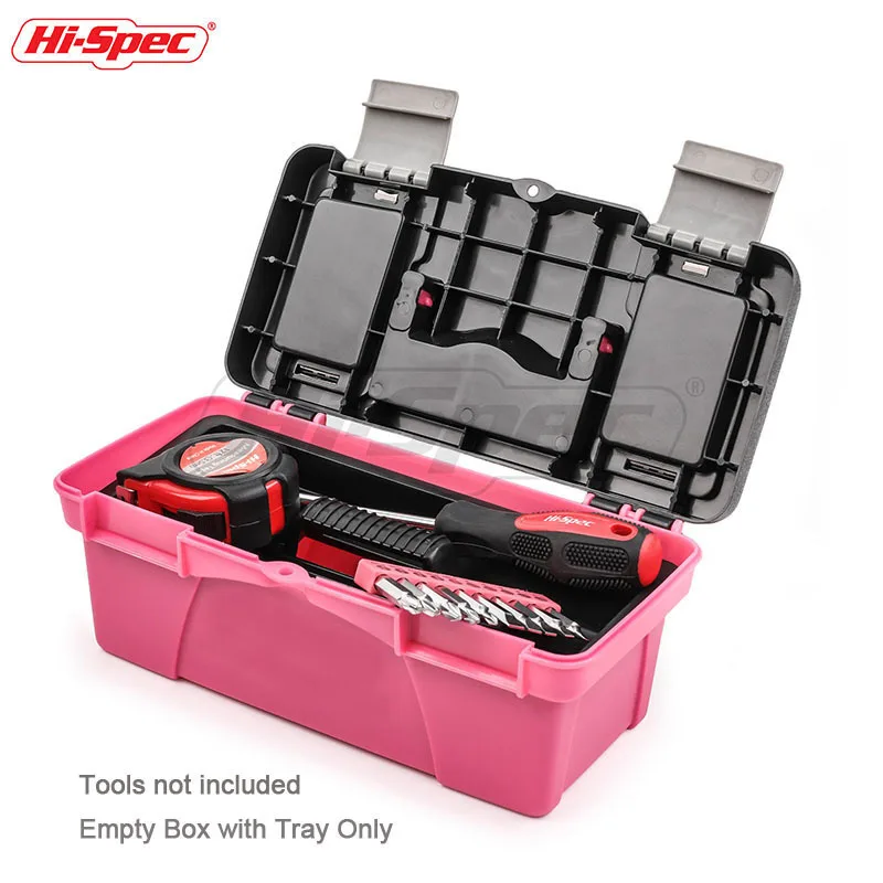 Hi-Spec 10 12,5 дюймов портативный ящик для инструментов, пластиковый ящик для хранения, розовый женский внутренний слой, ящик для инструментов, компоненты для инструментов, предметы первой необходимости на каждый день
