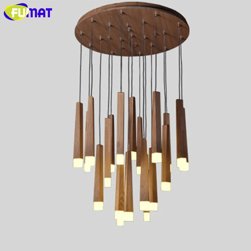 

FUMAT Modem led chandeliers vintage solid wood living room chandelier restaurant bar decoration creative home indoor lighting