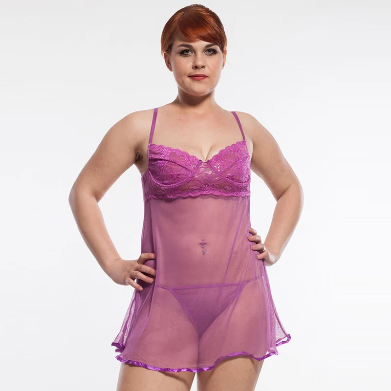 Europe and the United States women's new lingerie straps nightgown plus