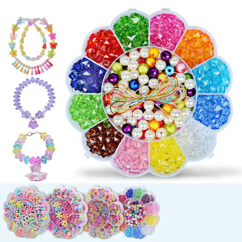 Fille bricolage perles jouets à la main créatif perles enfants jouet éducatif fille boîte-cadeau amusant perlé Amblyopia formation fille jouet
