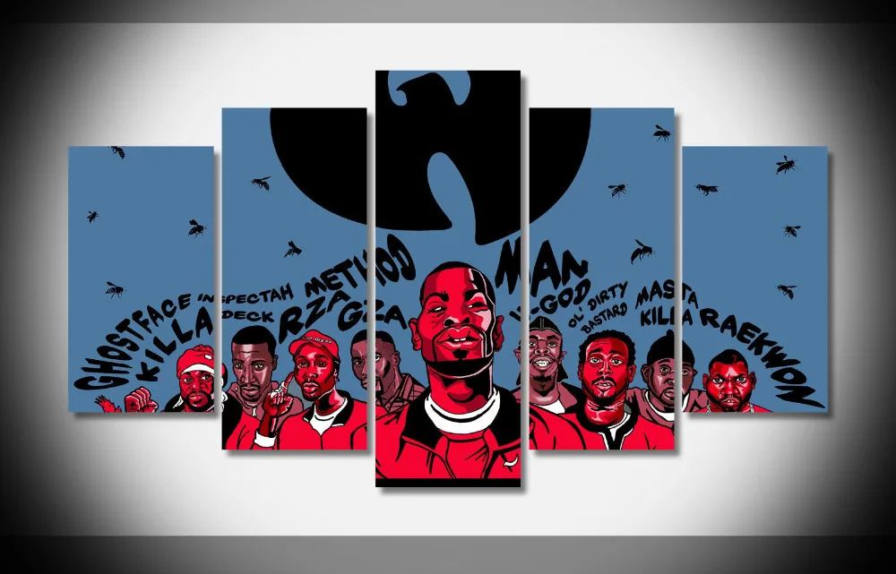 

Large Framed Modern Indoor wu tang clan print canvas decoration 5 pieces