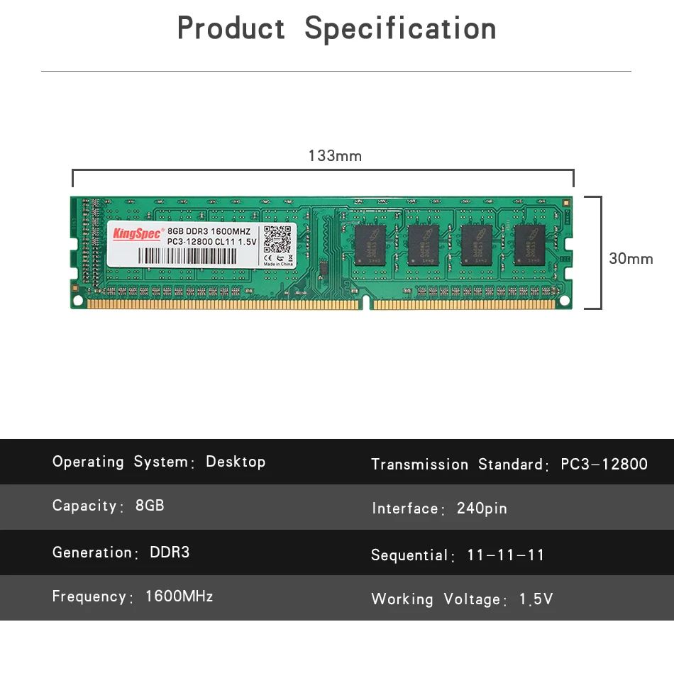 KingSpec DDR3 оперативная память DDR3 4 ГБ 8 ГБ 1600 МГц для настольных ПК DDR3 ПАМЯТЬ оперативная память ddr3 8 ГБ 4 ГБ