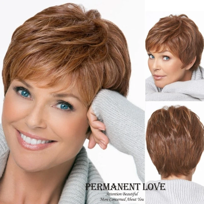 Natural Straight Short Pixie Cut Hairstyle Blonde Wig Side Bangs Synthetic Hair Wigs For Women Discount Wigs Pelucas Pelo Corto Wig Red Wig Pluswig Ears Aliexpress