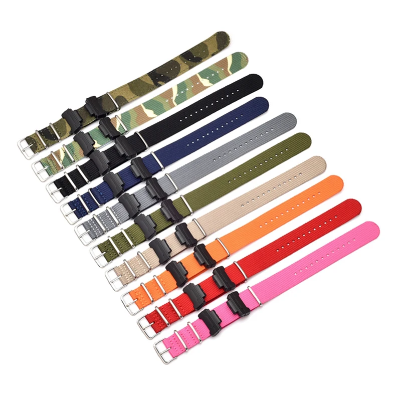 

DIY 16mm Conversion Adapters + High Quality Nylon Watch Band Strap Kit for Casio G Shock Series Watchband Replace