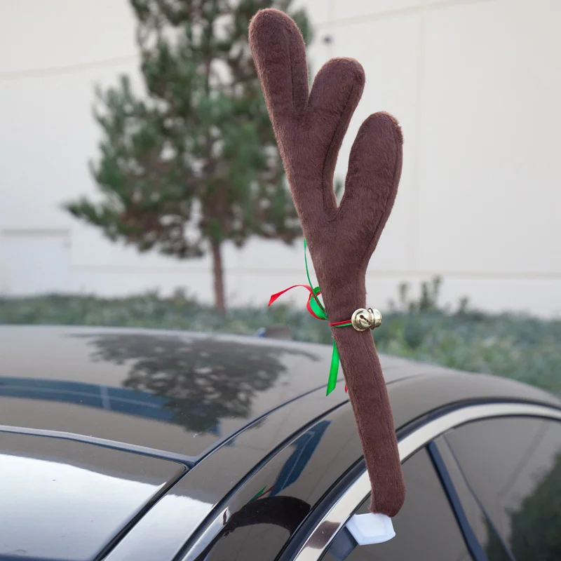  Hot Reindeer Antlers Jingle Bells Costume Rudolph Car Christmas Ornament Decor with Nose BX