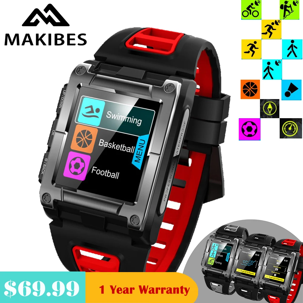 1 jahr Garantie auf lager Makibes G08 GPS Bluetooth IP68 Wasserdicht Herz Rate smart uhren männer M