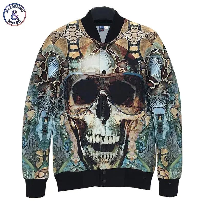 2017 Mr 1991INC designed Men women 3d jacket funny print Glasses Skull Retro Vintage jacket slim